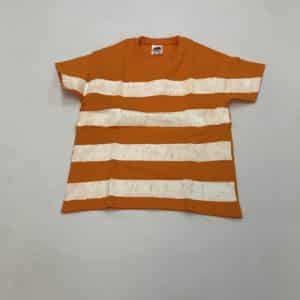 T-shirt Orange ligné blanc
