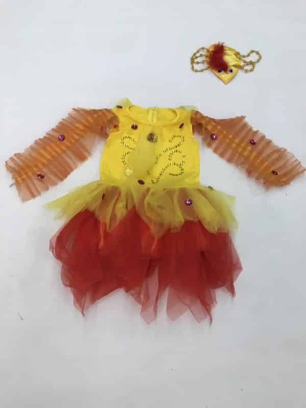 Robe jaune/rouge coq