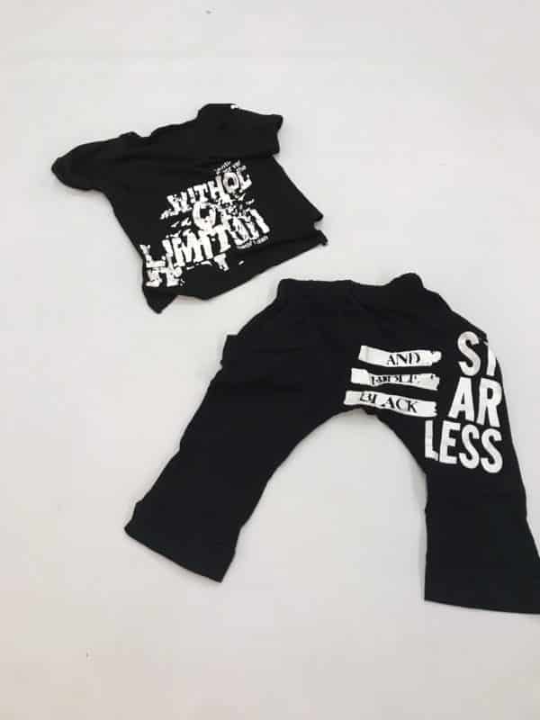 Ensemble pantalon baggy + t-shirt noir/blanc