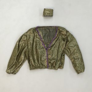 Veste dorée brillante + chapeau adulte orient