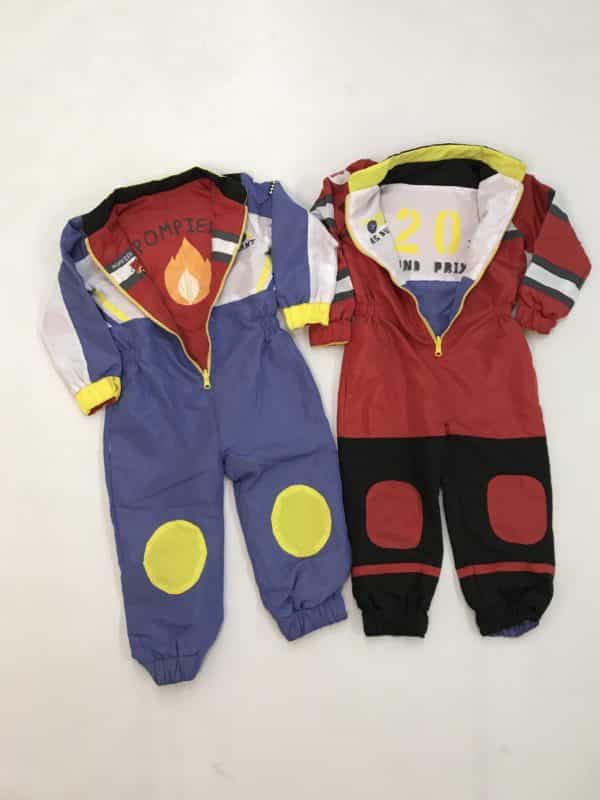 Combinaison réversible pompier/rouge, Formule 1/bleu 2-5 ans