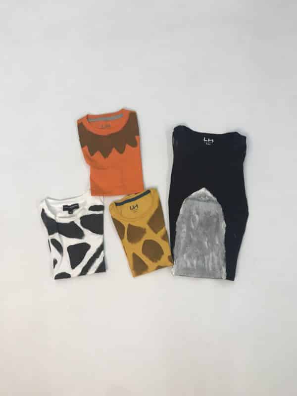 T-shirt animaux noir, orange, jaune 8 ans